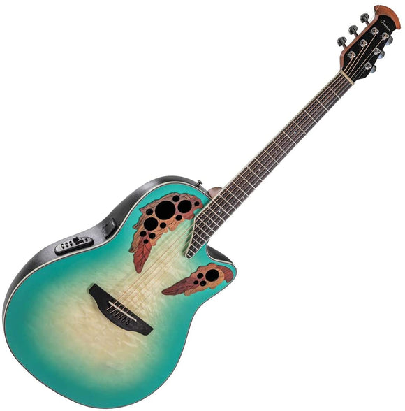 Ovation Celebrity Elite Exotic , MS/Cutaway, Mid-Depth Acoustic-Electric Guitar